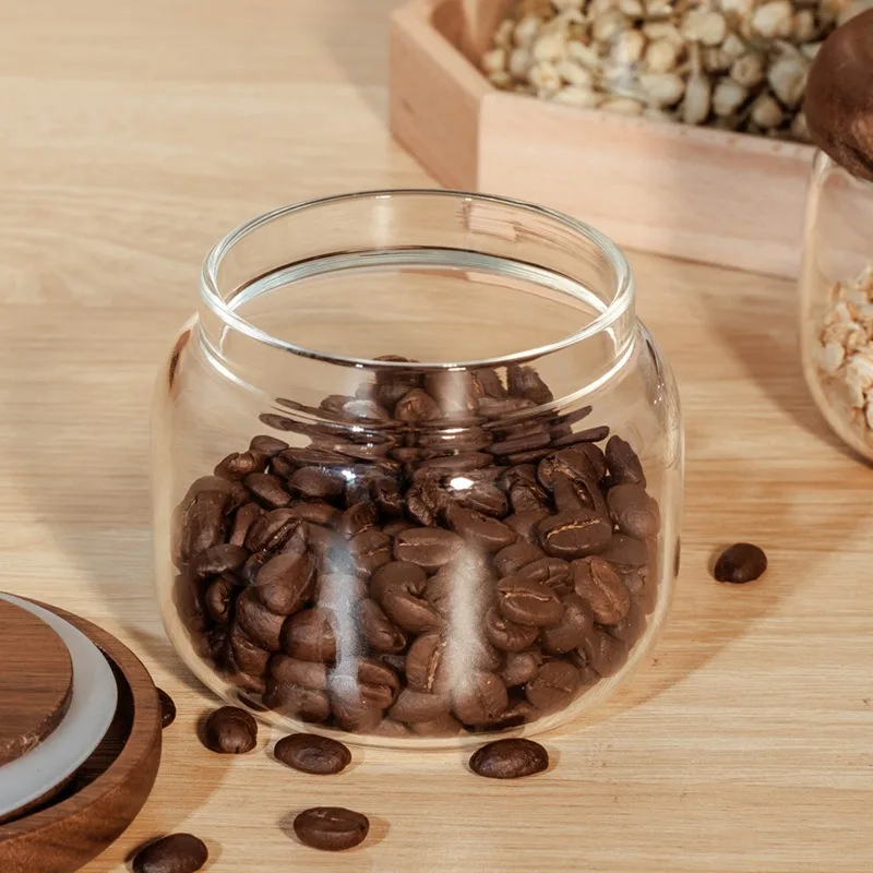 ​​​​​​​Food Grade Airtight Glass Storage Jars with Lids Portable Round Containers for Tea Dry Foods Kitchen Pantry Organization