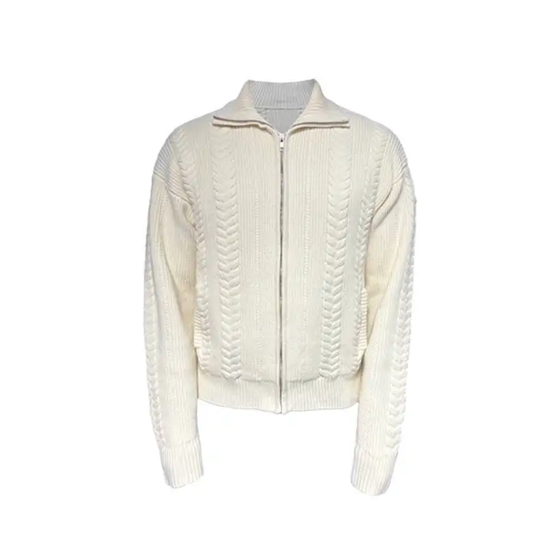 HKSH Autunno Inverno Nuovo Uomo Marea Colletto rovesciato Cerniera Cravatta Fiori Design Maglione sottile Cardigan Casual Elegante Ins Cappotto HK13724