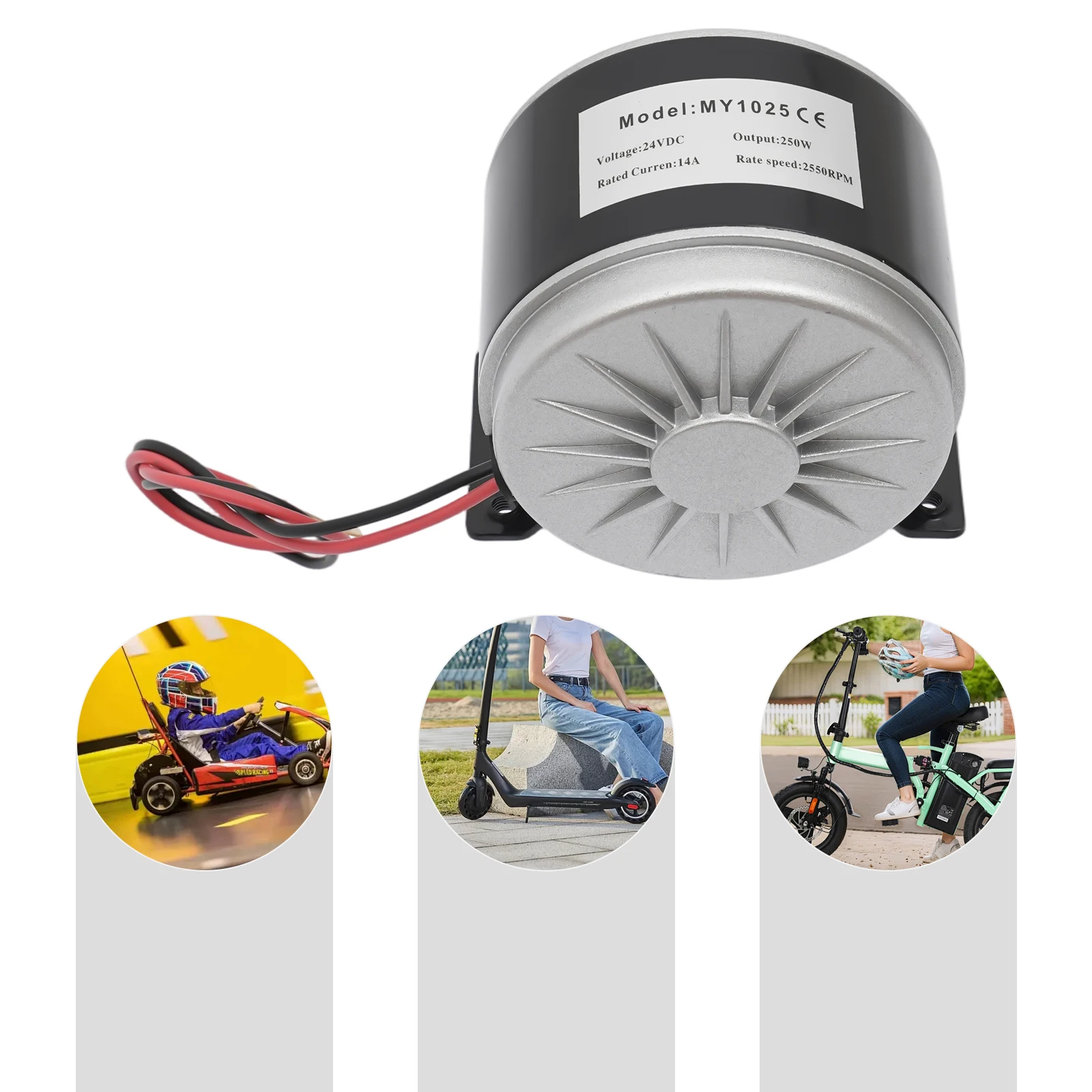 Motor Skuter Listrik 24V DC 250W 2550 RPM, Motor Sepeda Mini dengan Gigi Sprocket