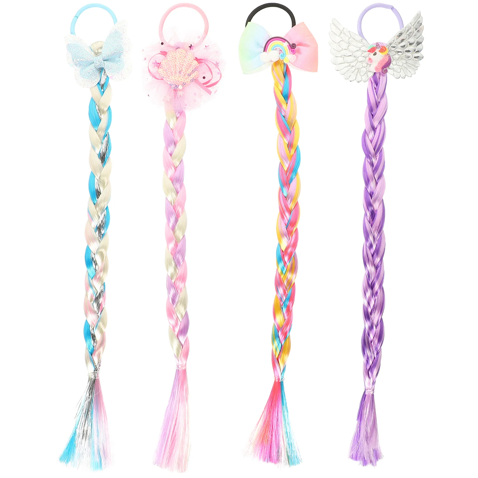 

4 Pcs Twist Braid Hair Tie Elastic Ponytail Holders Ties for Women Girls Accessory Band Thin Ribbons