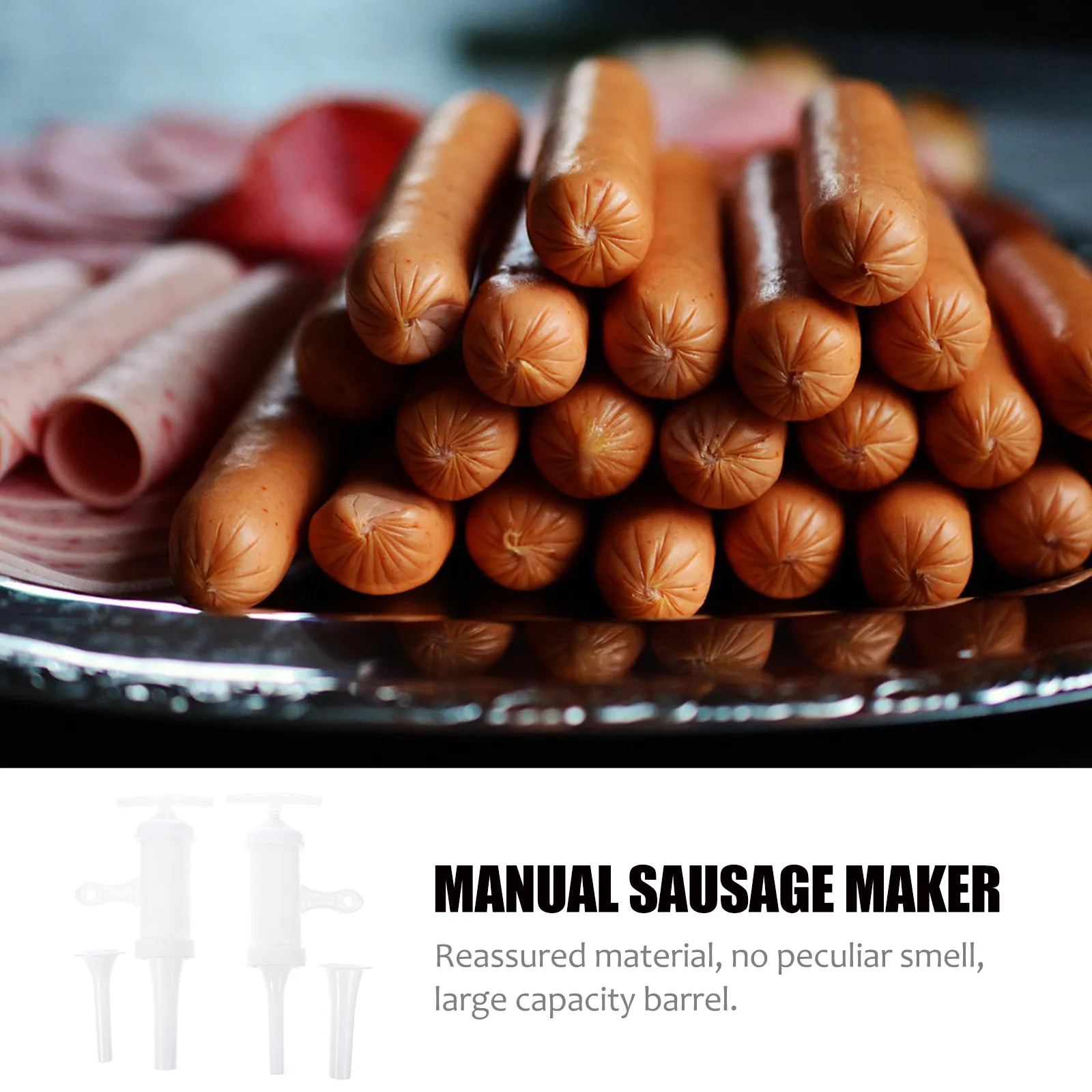 2 set Manual Stuffer White Homemade Making Tool Kitchen Gadget For Sausage Filling Machine Household Use Meat Filler Supplies