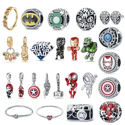 Disney Marvel Serie Stering Silber 925 Charm Spider-Man Perlen passen original Pandora Armband Super Man Charm Anhänger Schmuck neu