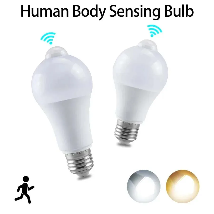 PIR-Bewegungsmelder-LED-Glühbirne, 85–265 V, 12 W/15 W/18 W/20 W, intelligente Glühbirne, Bewegungsaktivierung, geeignetes Haushaltslicht mit Bewegungssensor