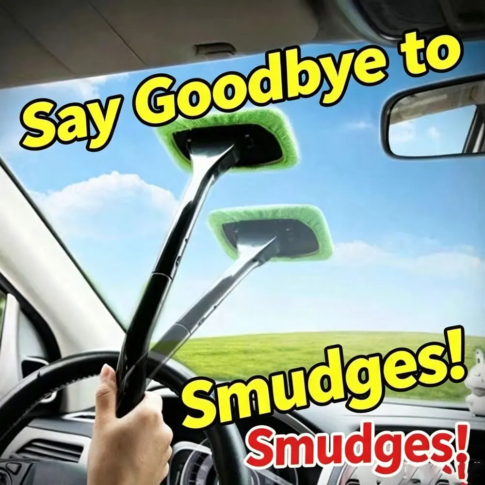 Car Window Cleaner Brush Kit Windshield Cleaning Wash Tool Inside Interior Auto Glass Wiper with Long Handle Car Accessories