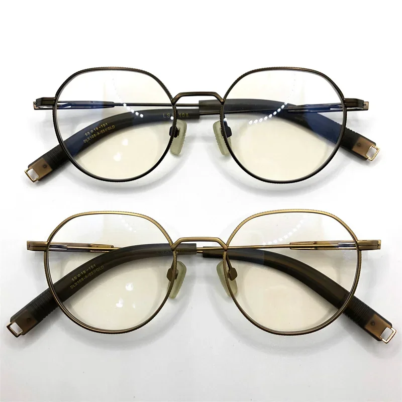 العلامة التجارية مصمم النظارات المستديرة التيتانيوم إطارات بصرية خفيفة للغاية النظارات للرجال والنساء Dlx102 قصر النظر وصفة طبية Gafas