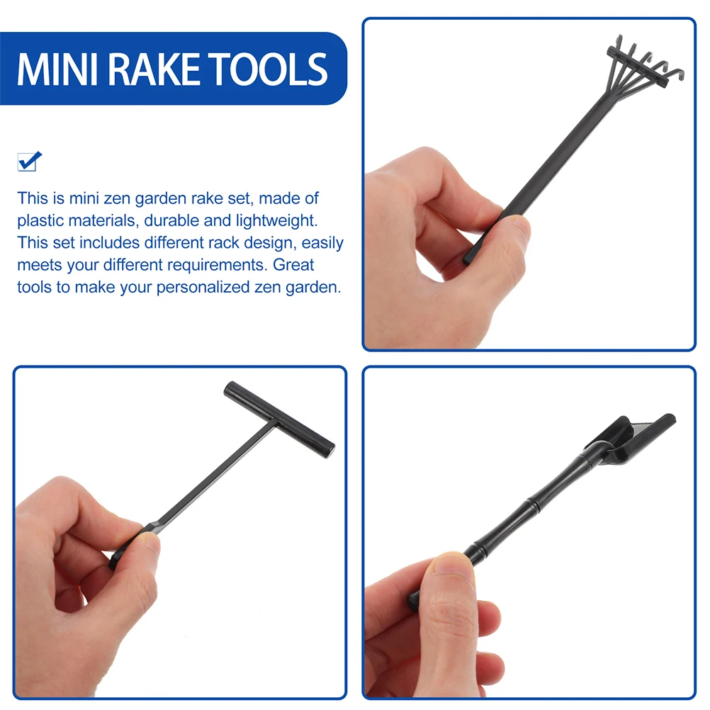 9 stks Mini Zand Tuin Hark Set Zen Tuingereedschap Voor Meditatie Lichtgewicht Plastic Harken Miniatuur Beeldhouwen Kit Decoratief