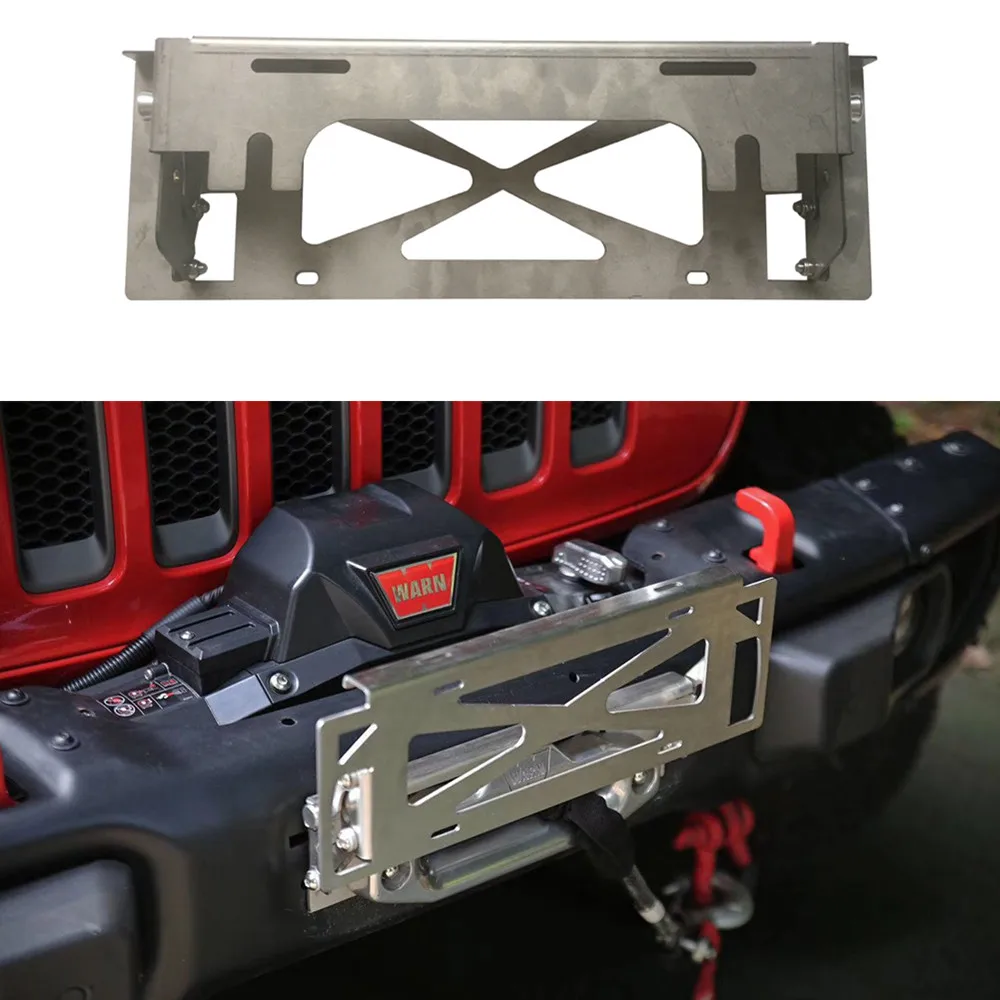 

JL1184-2 Front Bar License Plate Frame up Moving Bracket For Jeep for wrangler JK & JL Stainless Steel LANTSUN