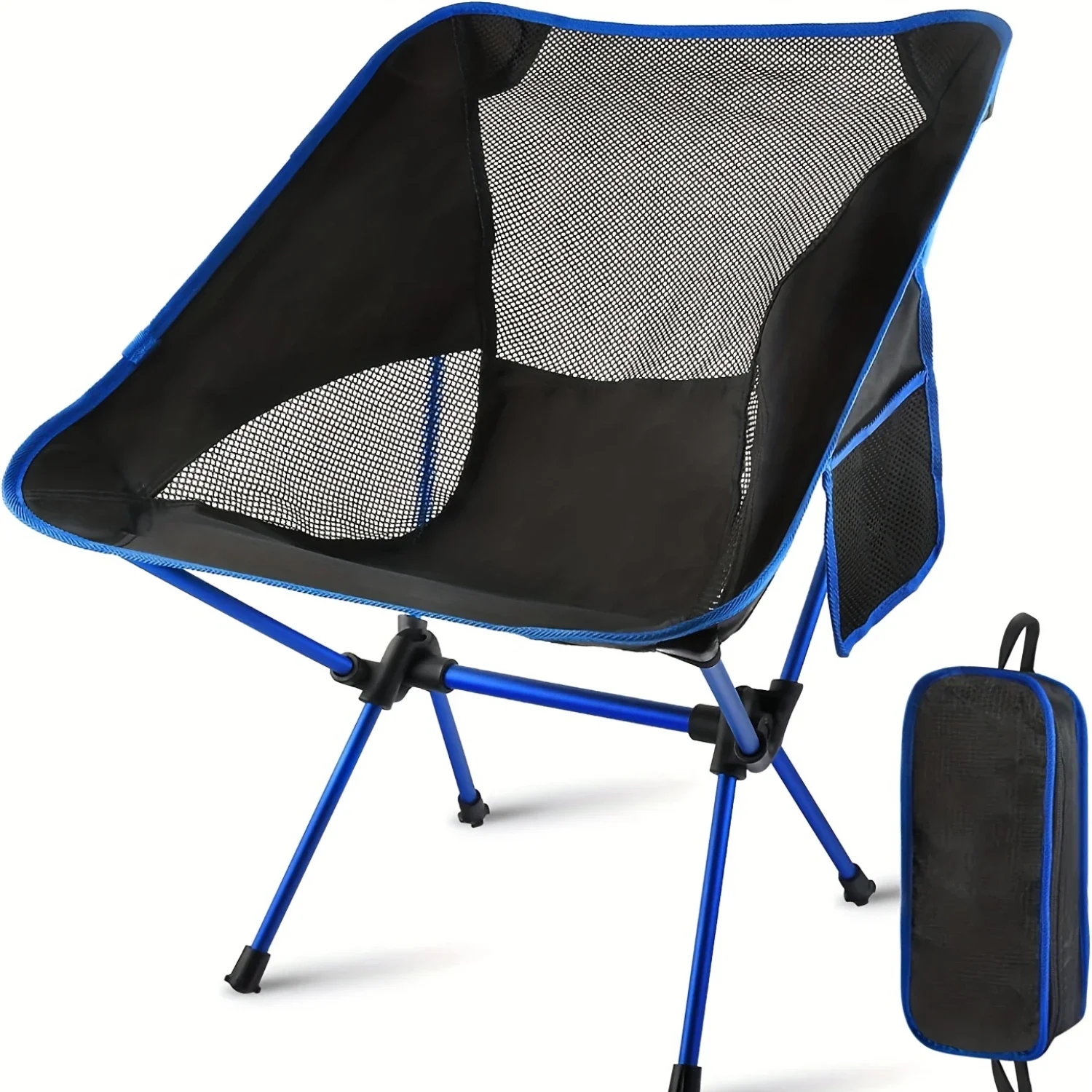 

Ultra-Light Folding Camping Chair with Side Pocket and Carry Bag - Perfect for Backpacking, Hiking, Gardening, Beach Trips and T