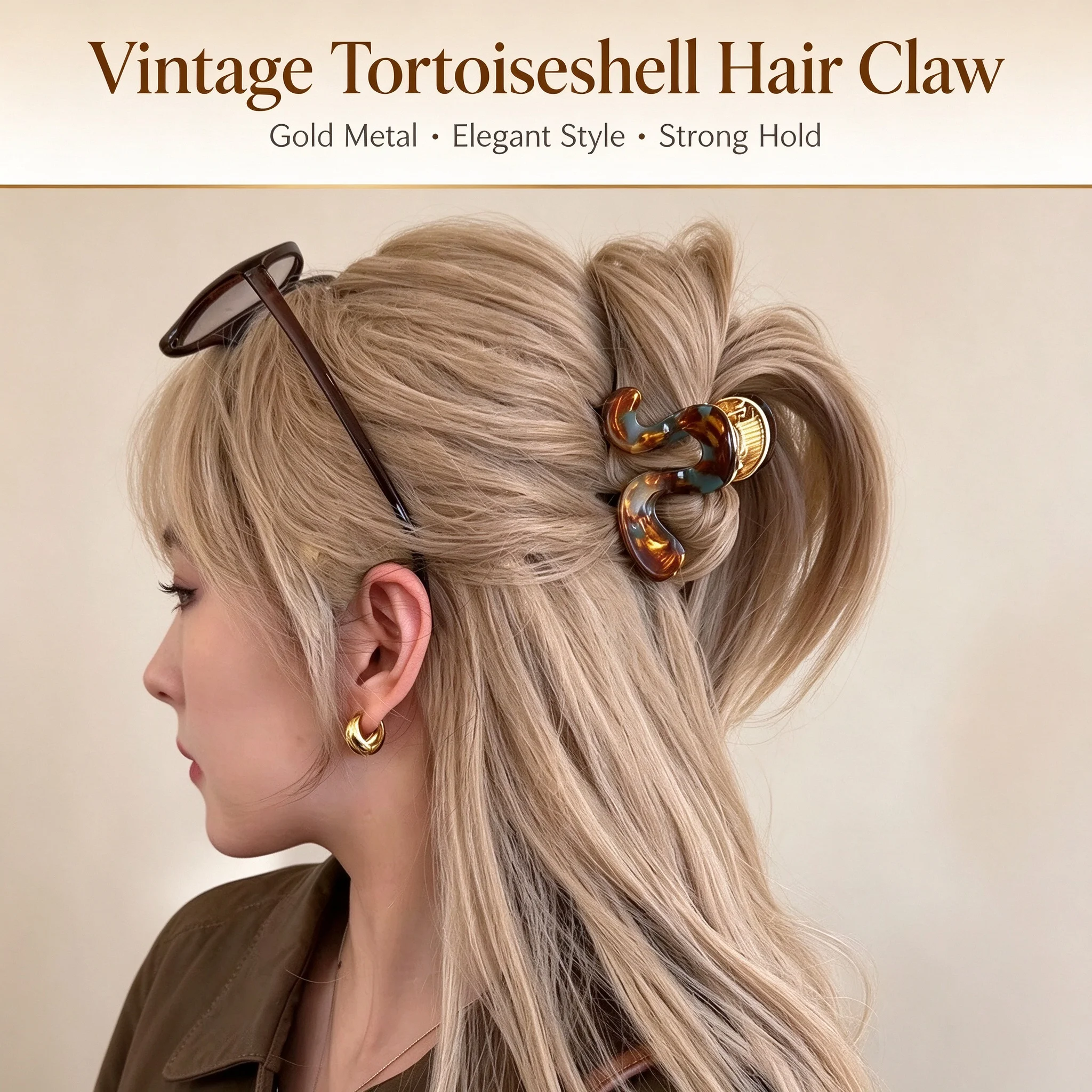 1PC Korean Acetic Acid High-End Sweet Advanced Ponytail Grab Clip Hairpin, Temperament Semi-Tied Hair Shark Clip Back Head Clip
