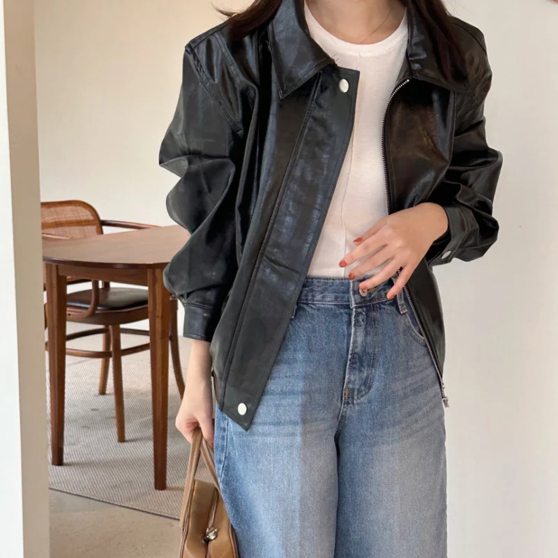 

Весна 2026: Ретро-куртка в гонконгском стиле из искусственной кожи, нейтральная повседневная мотоциклетная куртка с карманами, уличный стиль, универсальная верхняя одежда