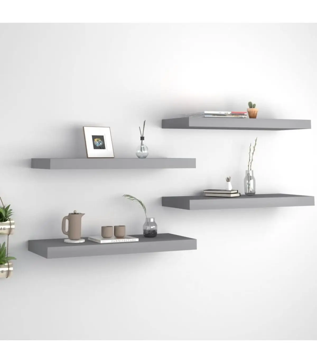 Shelves and shelving shelf floating wall 4 Pins gray MDF 60x23,5x3,8 cm