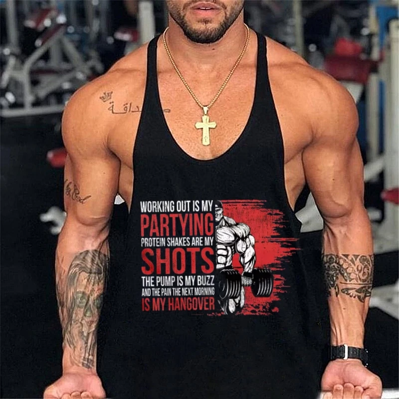 

Gym Motivation Graphic Men's Stringer Vest - Sleeveless Fitness Tank Top, Bodybuilding Sportswear for Workout Training Shirts