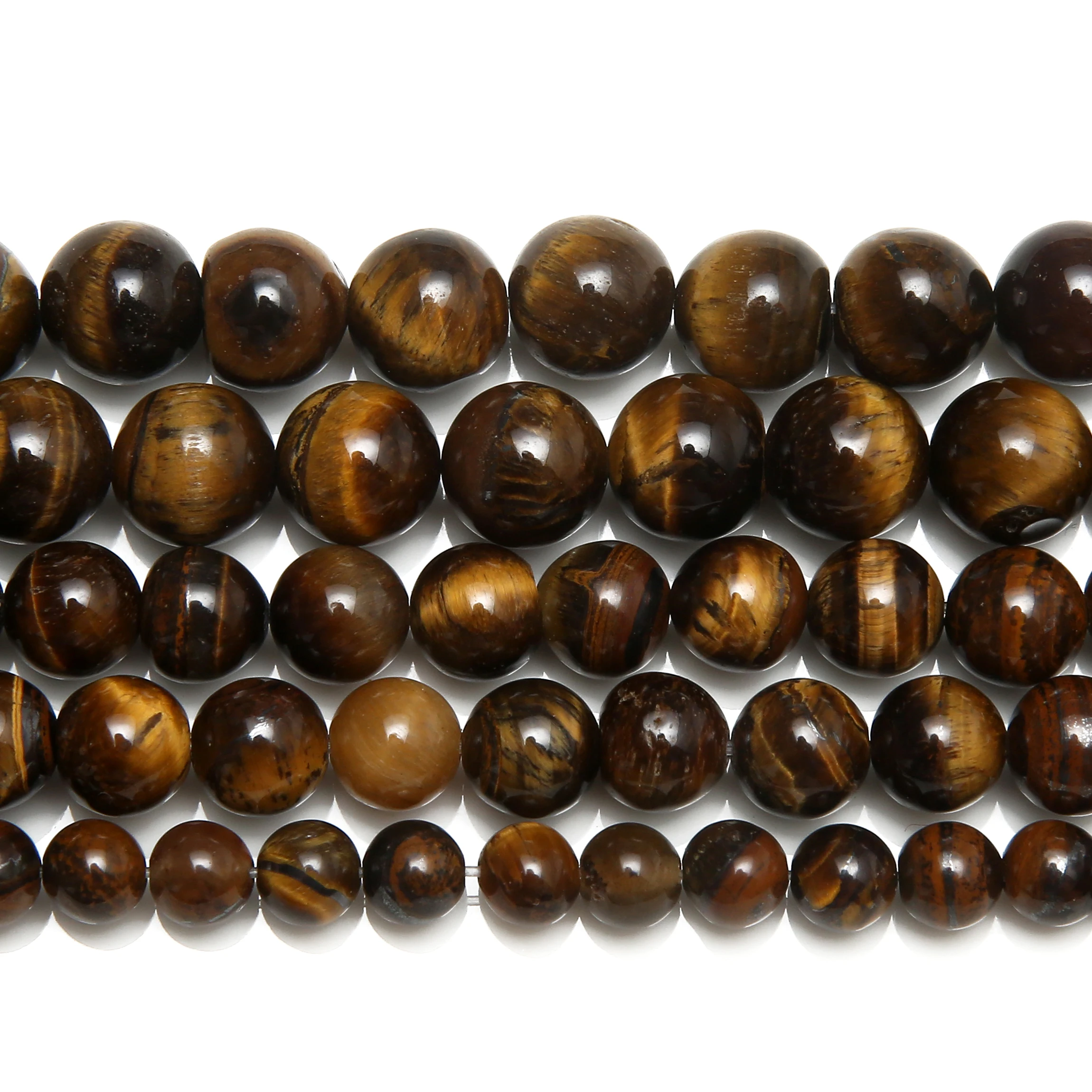 Natural Stone AB+ Quality Brown Gold Color Tiger Eye Agate Round Loose Beads 15\