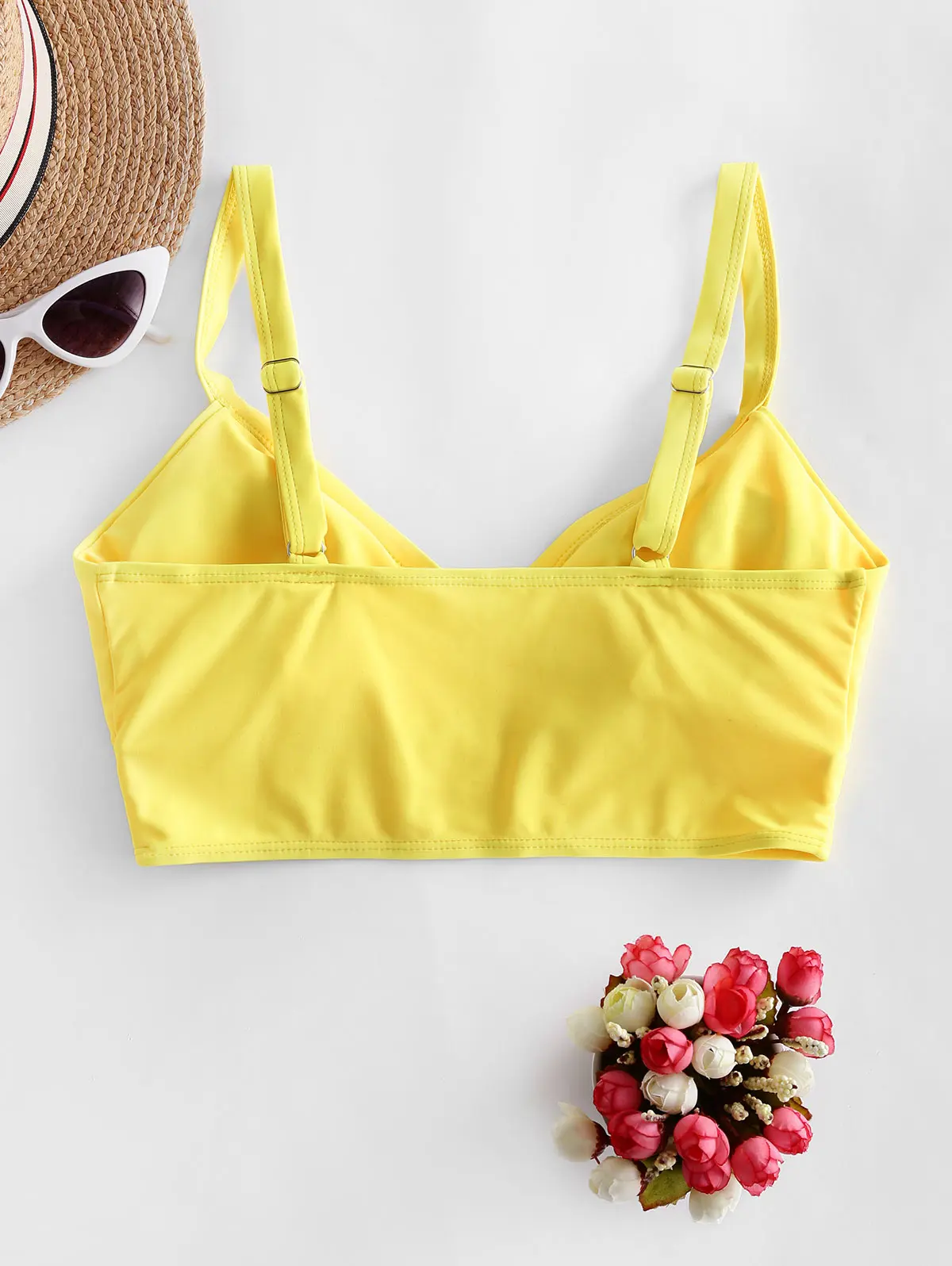 ZAFUL Surplice Plain Padded Bikini Top