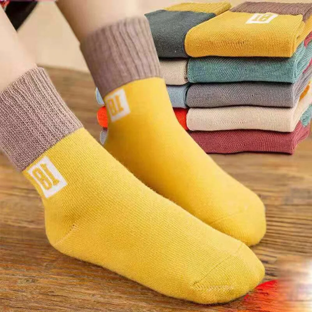 

5Pairs Baby Cotton Socks Kids Mid-Calf Length Soft Elastic Breathable Warm Keeping Socks for Toddlers 1-2 Years