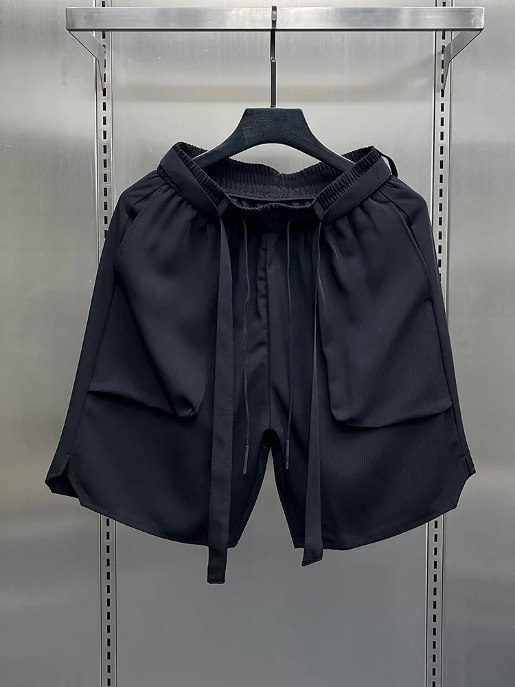 

Мужские повседневные шорты из ледяного шелка, свободные, прямого кроя, тонкие, летние, модные, однотонные, длиной до колена, дышащие, комфортные