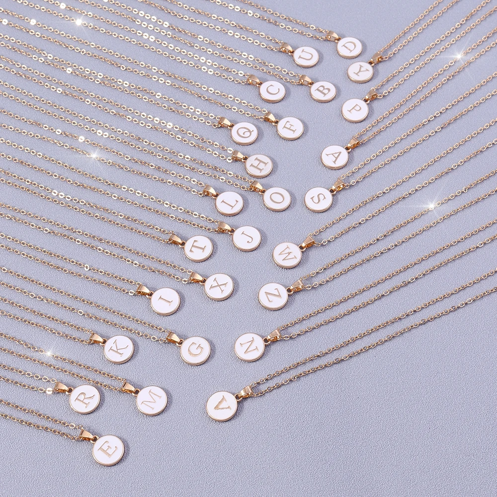 Aihua Minimalistische Initiale Emaille Weiß Schwarz A-Z Buchstaben Halskette für Frauen Alphabet Anhänger Schmuck Geburtstag Geschenke Großhandel – Detail 10