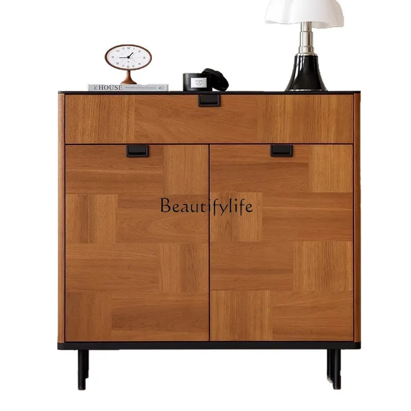 

Medieval French Solid Wood Shoe Cabinet Modern Simple Storage Decorative Entrance Cabinet