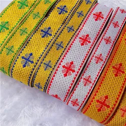 15 Yards 2CM 3CM Brazilian Yellow Cross Vintage Embroidery Ribbon Boho Lace Trim DIY Clothe Curtain Bag Pillowcase Fabric