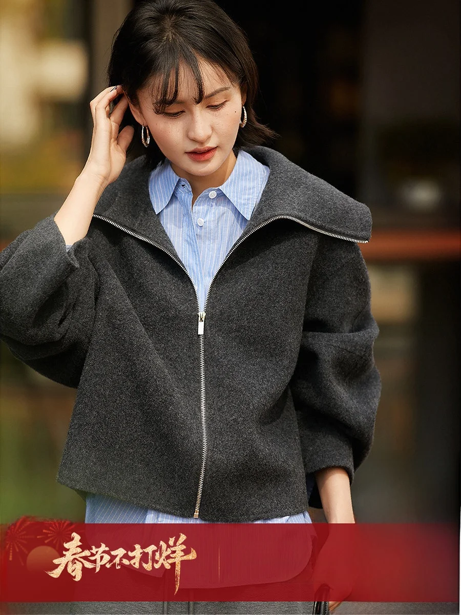 

Пальто Berlin из двусторонней шерсти, утепленное, модное, с большим воротником, женская короткая верхняя одежда, серия Crtsmanip