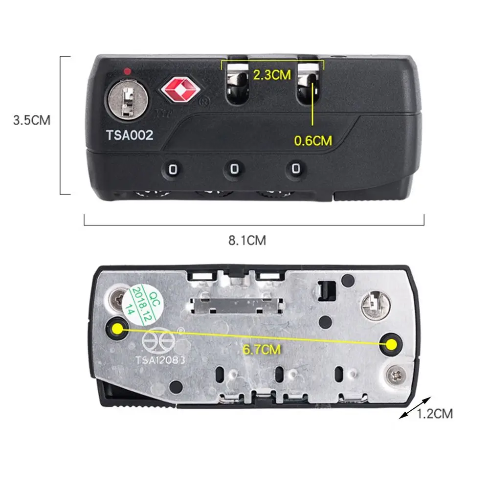 TSA 3 Digit Password Lock  Security Lock Suitcase Luggage Coded Lock Cupboard Cabinet Locker Padlock Travel Bag Lock