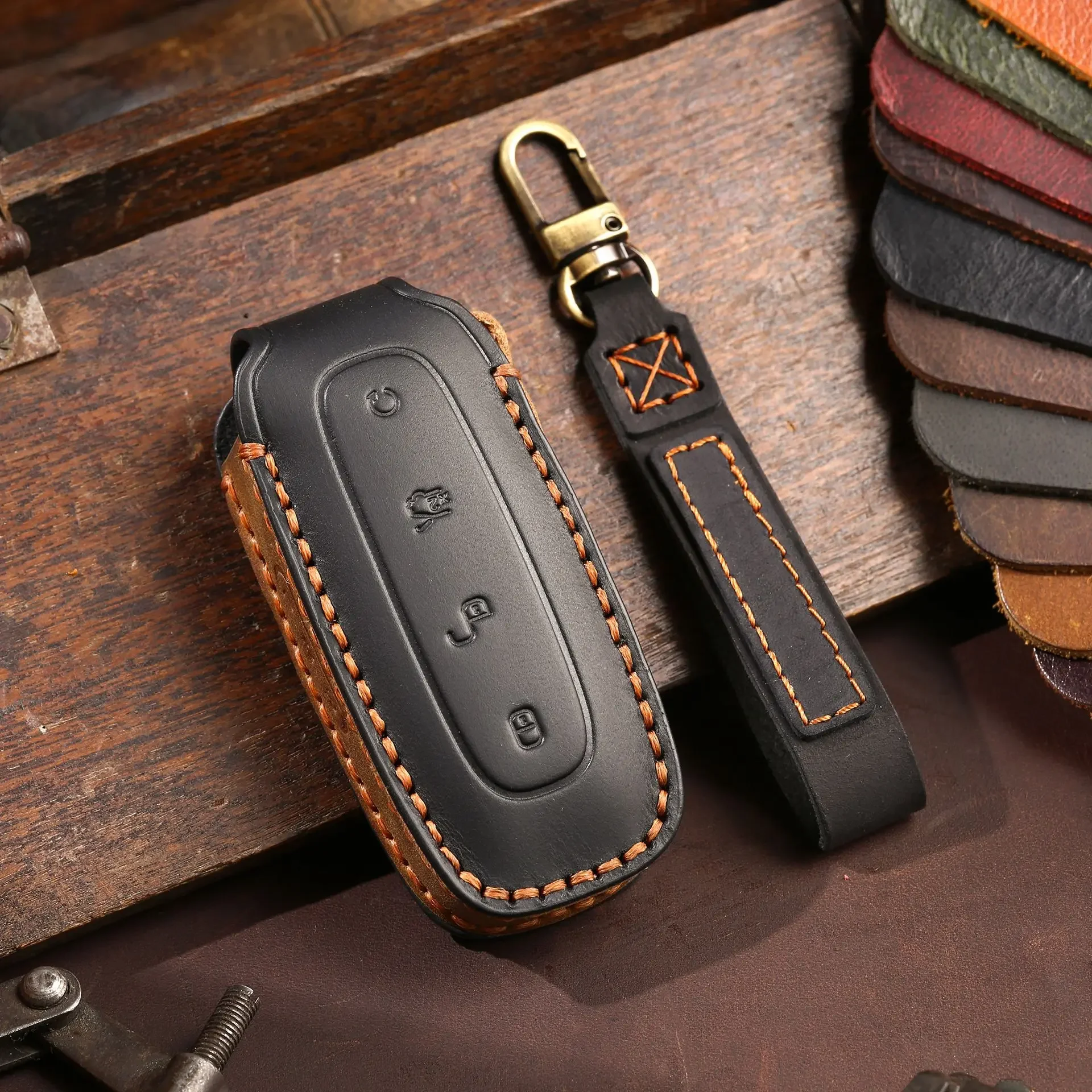 

1pc New Suitable For DENZA D9 DM-I Leather Car Remote Key Case Cover 3Buttons