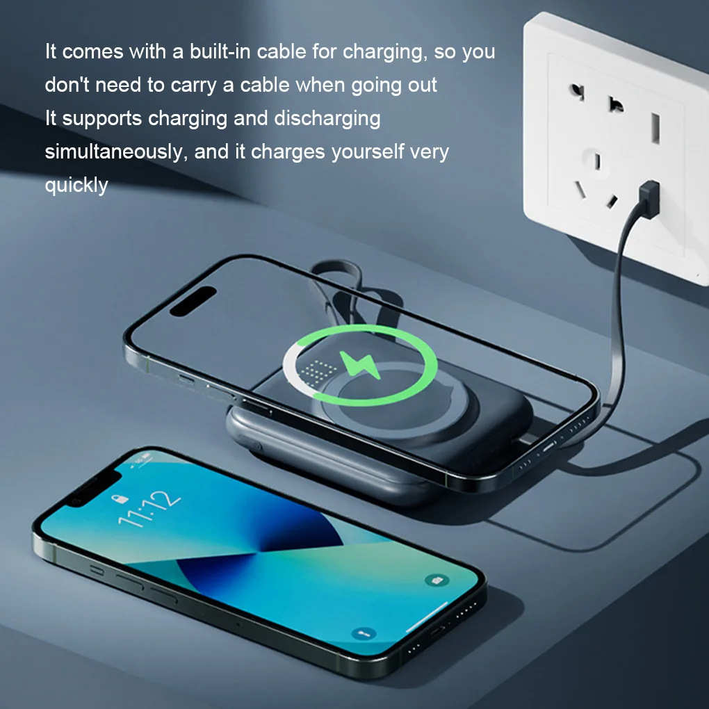 

Блок питания для быстрой зарядки с магнитной беспроводной зарядкой для телефона, вход 22,5 Вт, PD20 Вт, светодиодный дисплей для быстрой зарядки