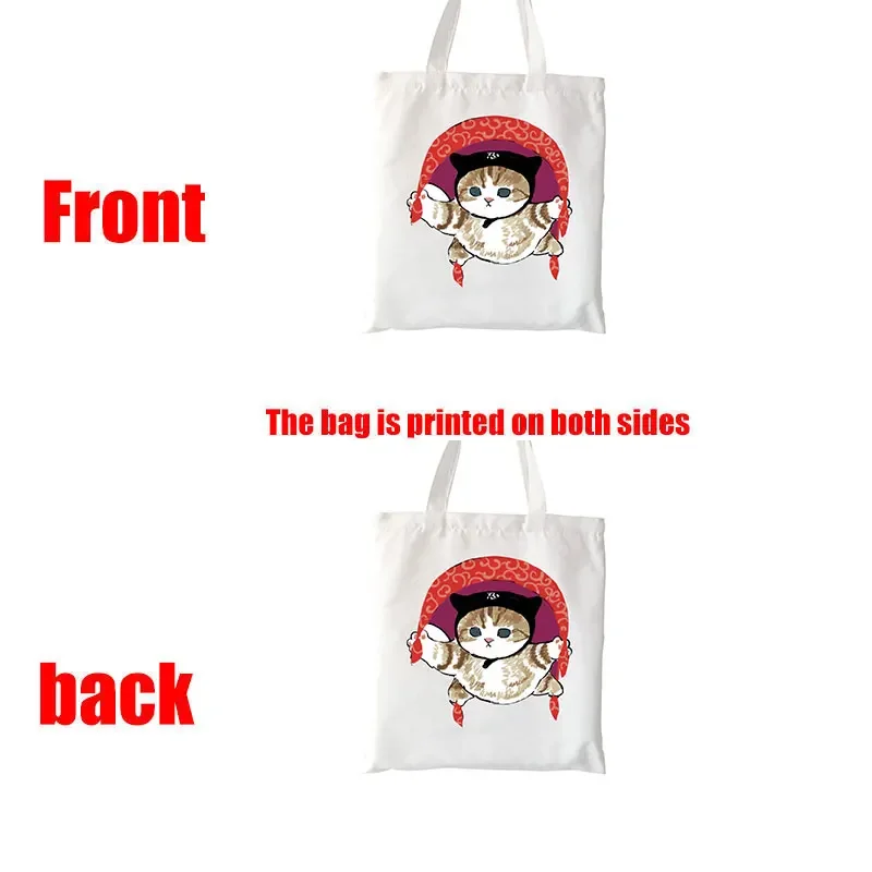 Kawaii Cats High Capacity Tote Bag Beach Bag Cartoon Manga Shopper Bags Handbags Canvas Shoulder Bags Woman Shopping Bags