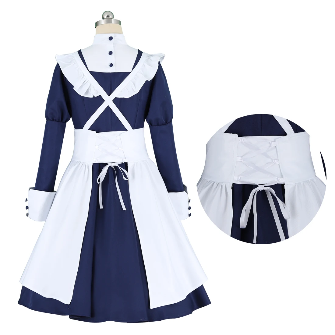 HOLRAN Women's Blue Maid Costume Black Butler Dress Mey Rin Cosplay Party Outfit - view 4