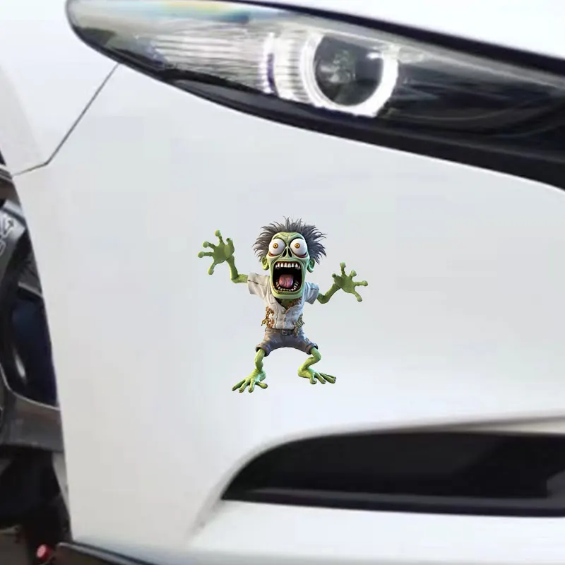 1PC Cute Green Zombie Motorcycle Stickers Waterproof DIY Motorbike Side Panels Fuel Tank Fairing Decals Halloween Decoration