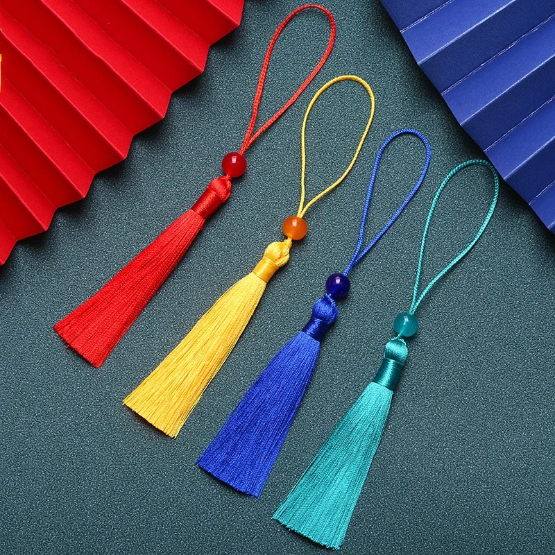 10pcs Polyester Silk Tassel Fringe 7cm Tassels Handmade Soft Craft Tassels Mini Beaded Tassels for  Bookmarks Jewelry Making