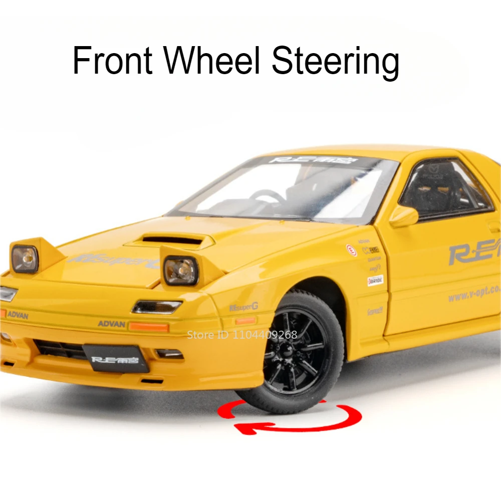 1:24スケール RX7-FC MX-5 カーモデル おもちゃ 音楽 ライト プルバック 車両 メタルダイキャスト スーパーカーモデル 子供 男の子 ホリデーギフト