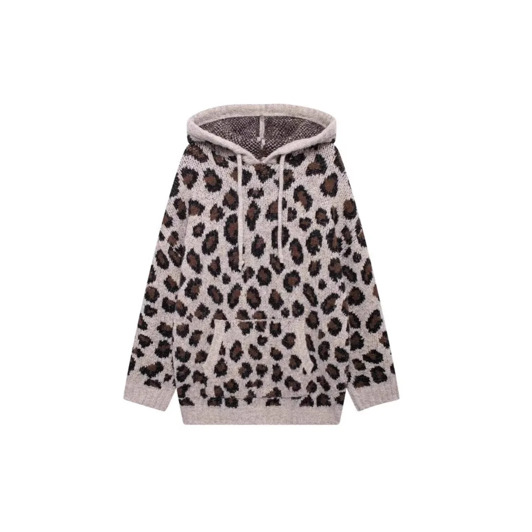 

FRYAY LAV 2025 новый женский жаккардовый вязаный пуловер в европейском и американском стиле с леопардовым принтом