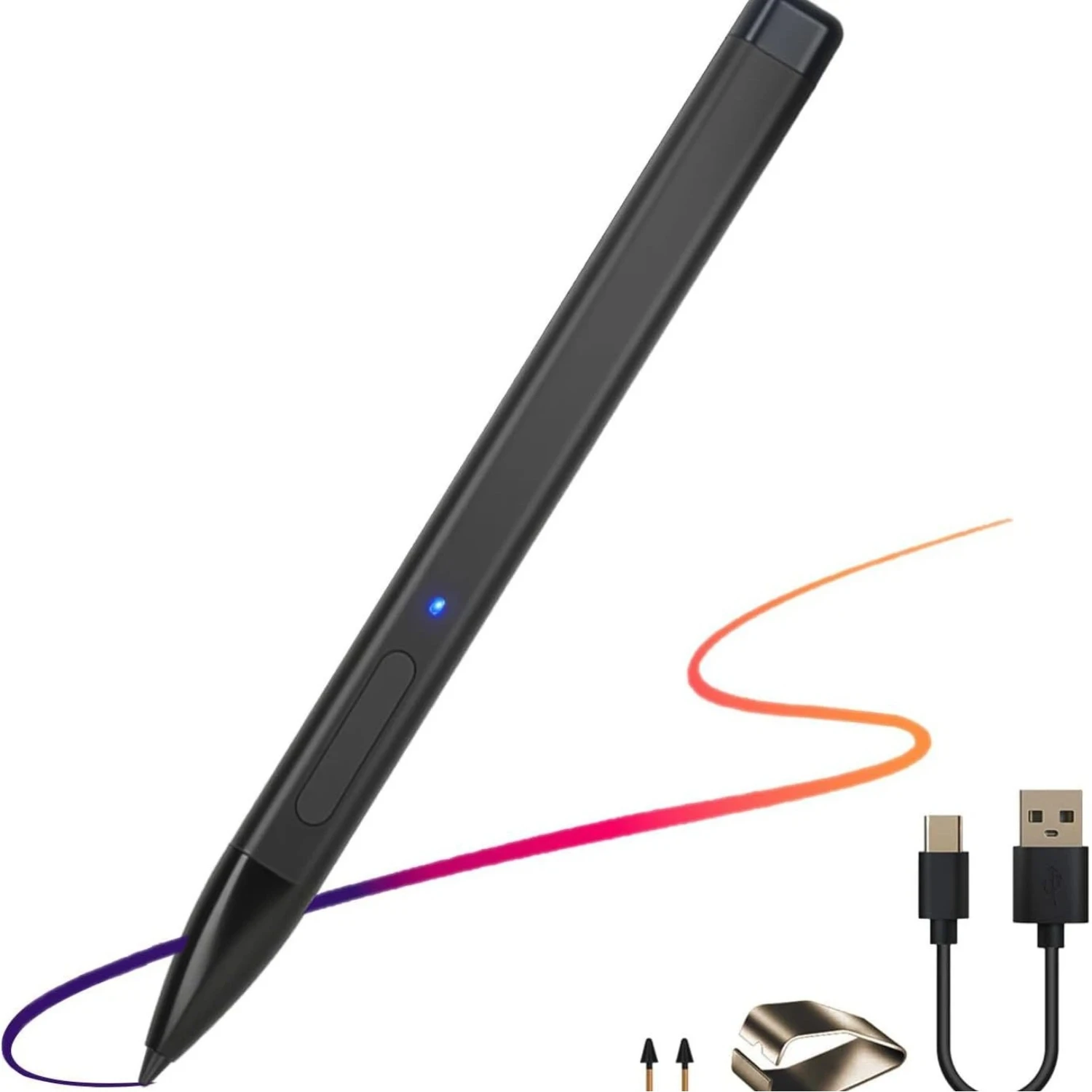 Spaseeba Slim Pen 2 Suitable for Surface Pro 12/11/10/9/8/7/6/5/4/X Book, 4096 Pressure, Eraser & Right-Click, Palm Rejection