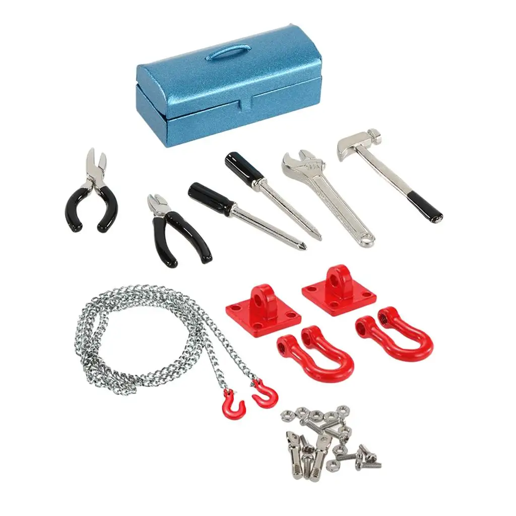 RC Auto Upgrade Teile Abschlepphaken Kette Werkzeugkasten Zange D90 D110 TF2