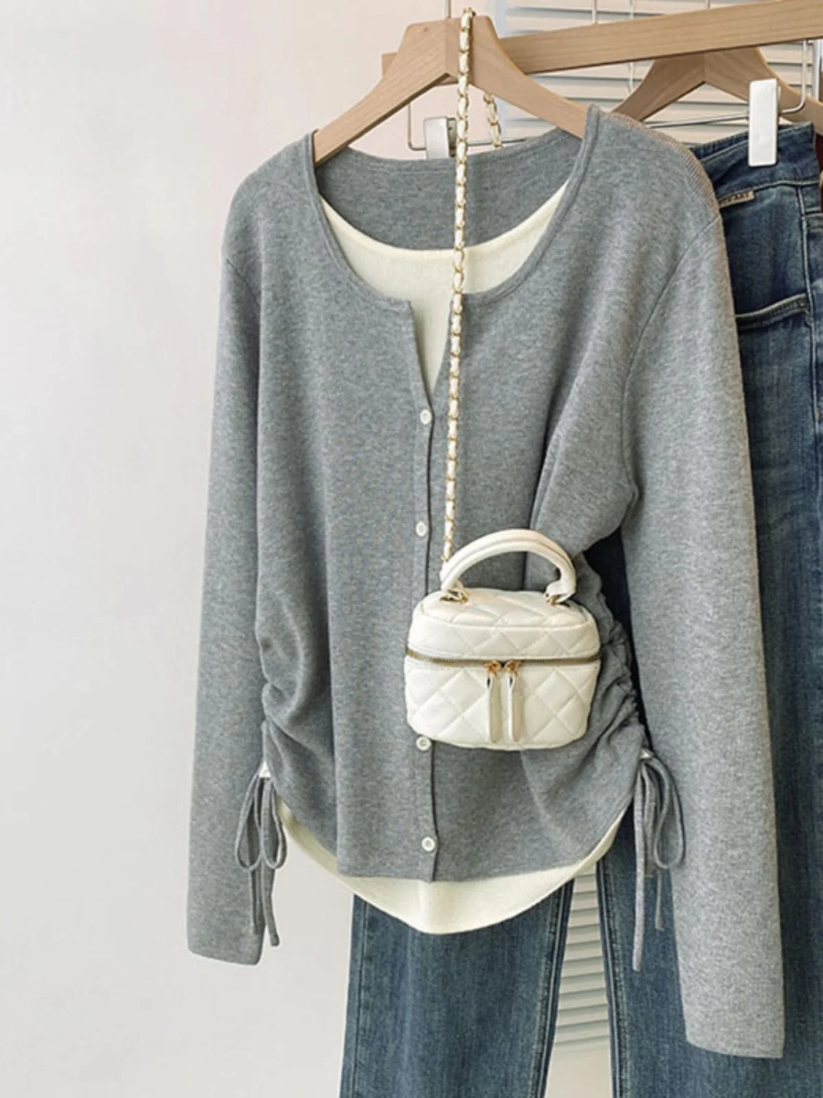 Red Knitted Sweater Women's Spring Large Size Fat MM Can Wear outside Inner Match Drawstring Top Irregular Korean Style