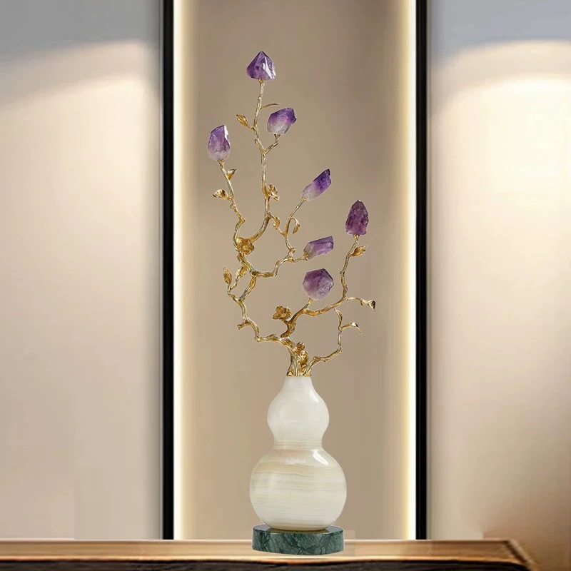Hulu Sculpture Ornament,Luxury Crystal Artworks,High End Brass Crafts,Plant Shaped Decoration,Nordic Room Decor,Modern Art Gifts