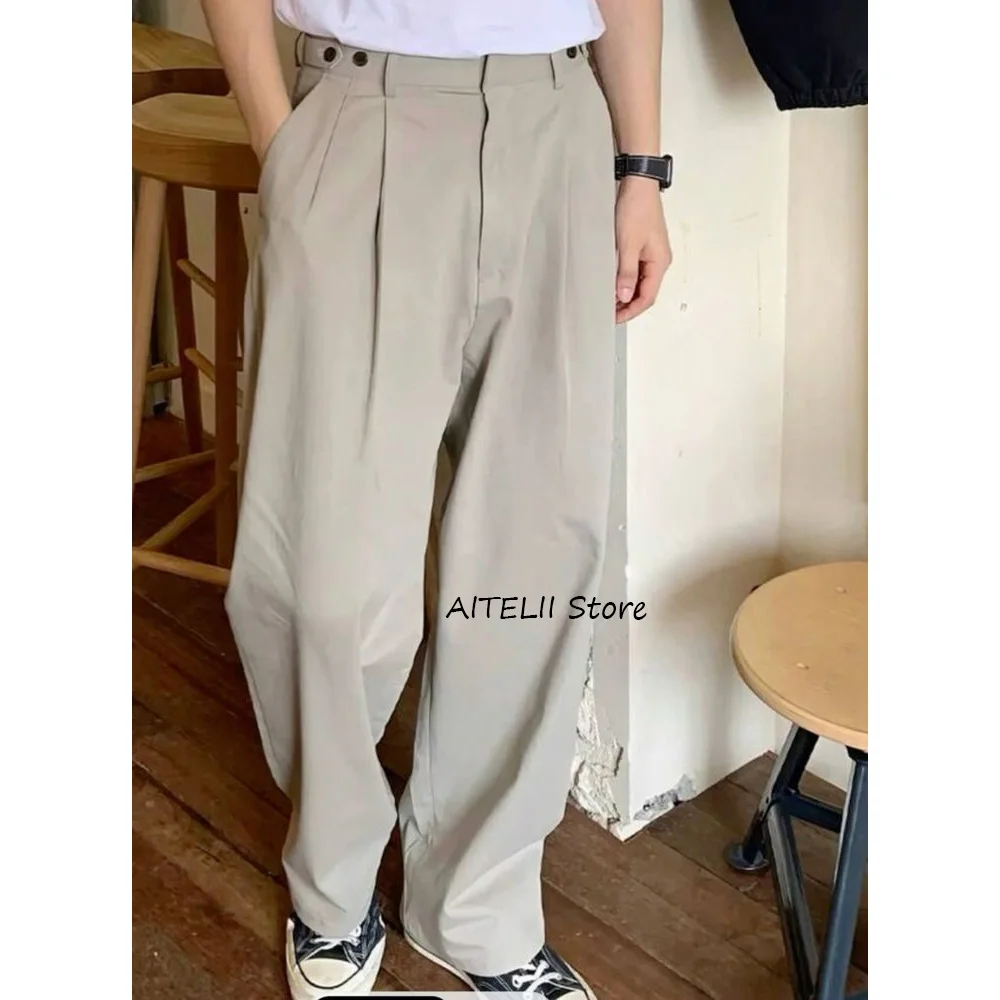 

Classic Men's Pants for Man Polyester Fiber Work Trousers Casual Solid Color Straight Leg Trouser Tailoring Clothing