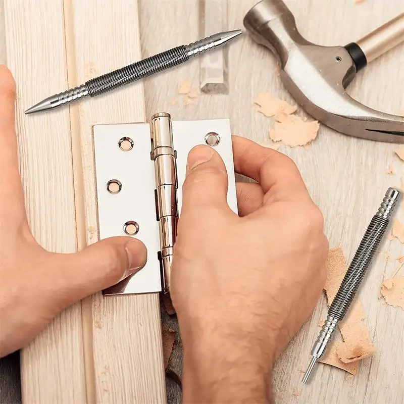 Spring Tool Hammerless Nail Set Center Pin Punch Spring Loaded Marking Metal Woodwork Drill Bit Door Pin Removal Tool