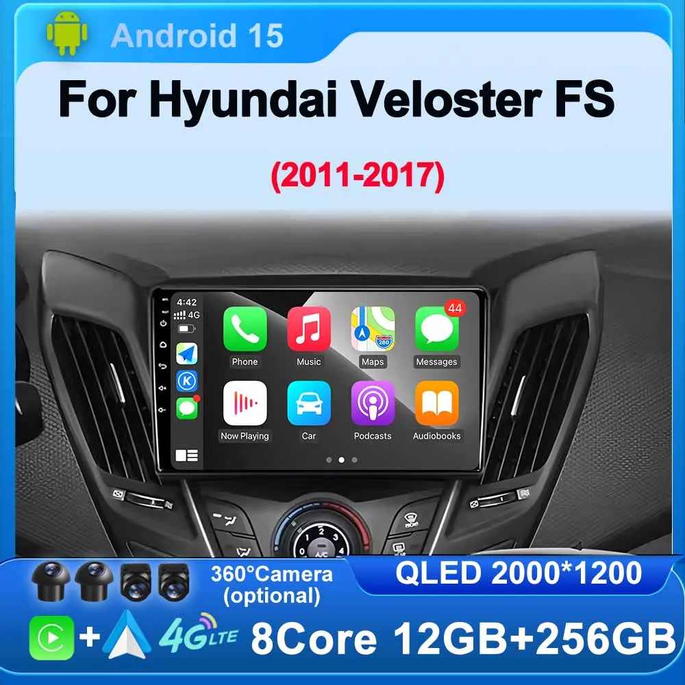 

Android 15 Car Radio for Hyundai Veloster FS 2011 - 2017 Multimedia Player GPS 360 Camera Wireless Carplay Video Bluetooth