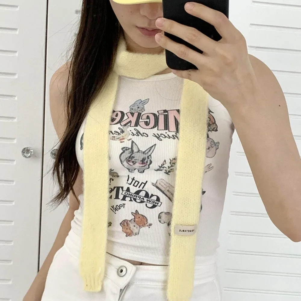 

Модный однотонный зимний шарф, длинный штабелируемый вязаный шарф, тонкий шарф для женщин