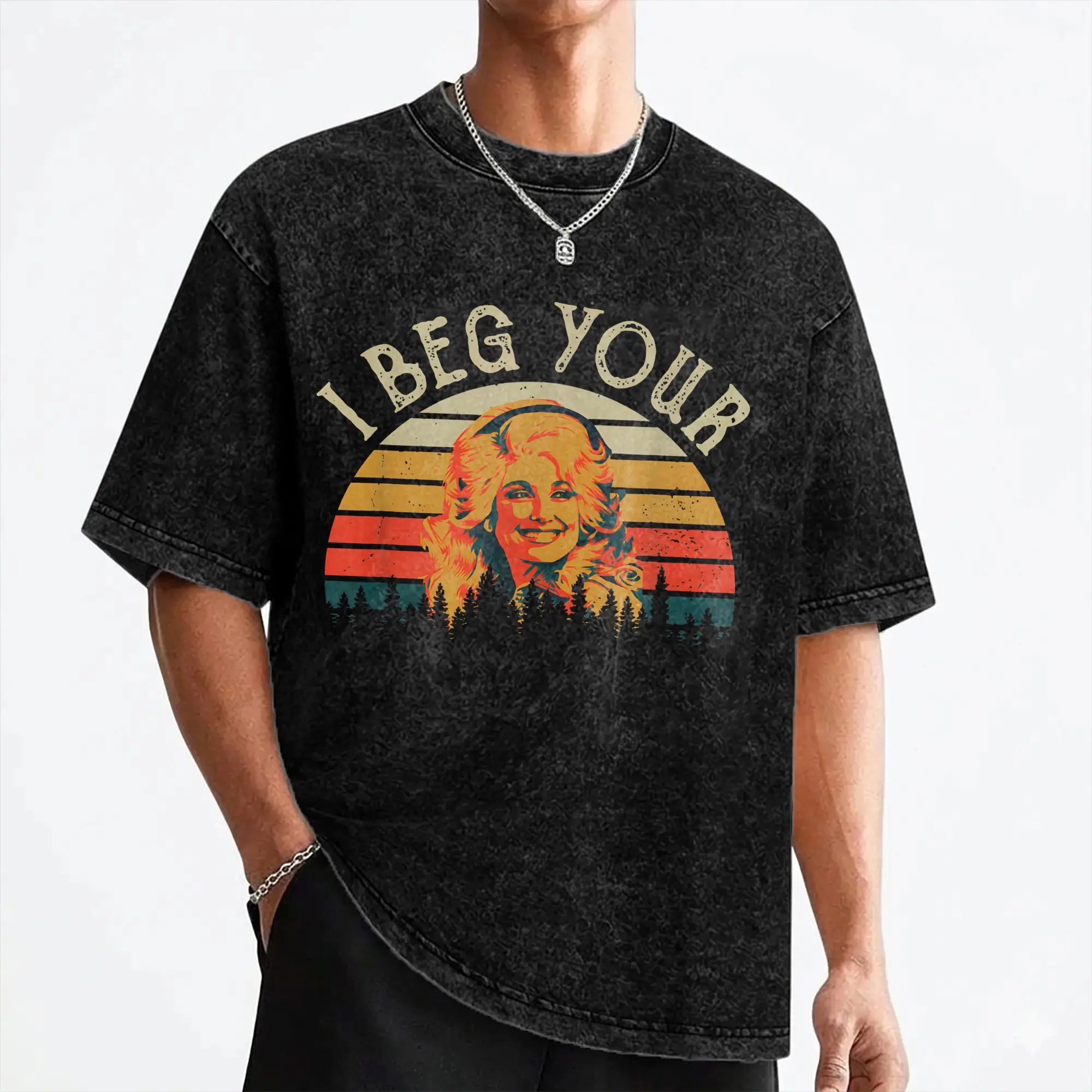 Singer D-Dolly Parton T Shirt Washed Cotton Oversize T-Shirt  Cool Men Women Streetwear Summer Tees
