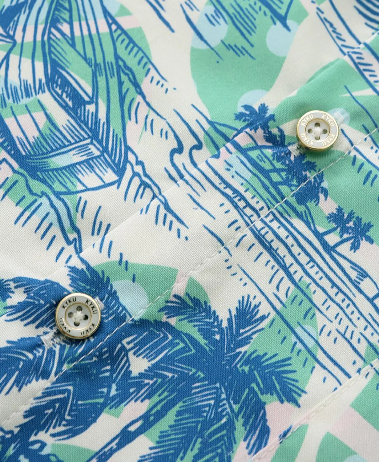 เสื้อเชิ้ตผู้ชายสไตล์ฮาวาย KYKU ลำลอง: เสื้อเชิ้ตแขนสั้นติดกระดุมสำหรับผู้ชายลายทรอปิคอล เหมาะสำหรับวันพักผ่อนที่ชายหาด มีกระเป๋า