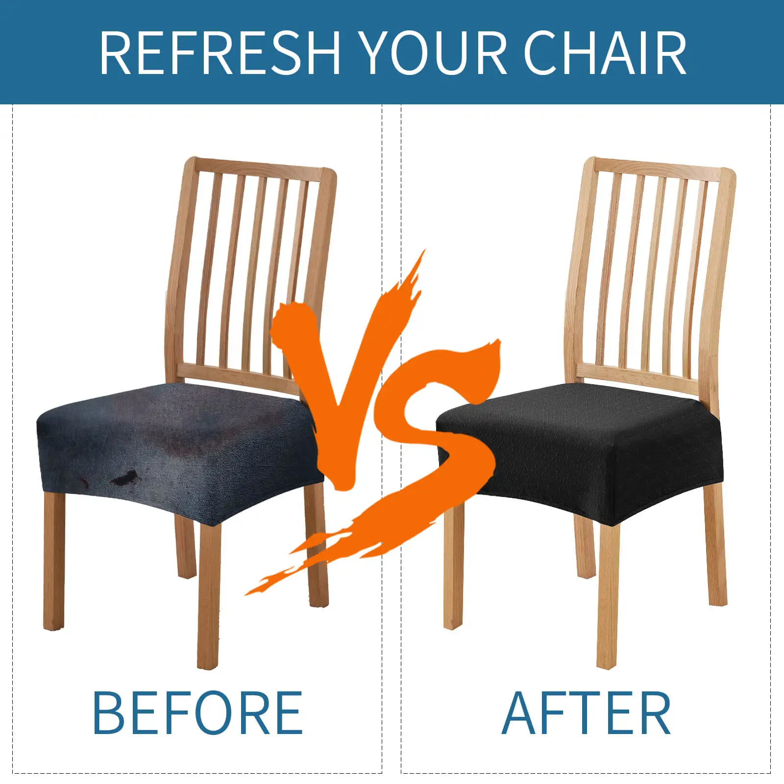 6PCS WaterProof Dining Room Chair Cover Seat Covers Spandex Removable Washable Elastic Cushion Covers For Home Hotel