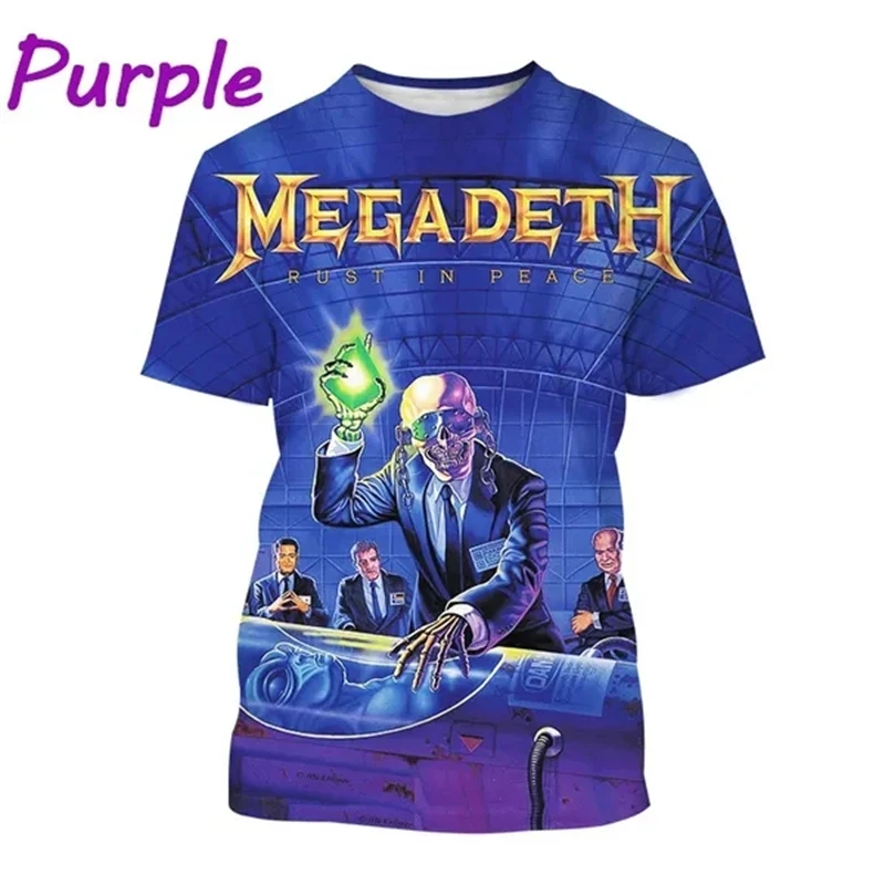 New Fashion Megadeth 3d Printing T Shirts Men Ladies Tops Popular T Shirts Hip Hop Style Short Sleeves Tshirt Boys Vintage Tees