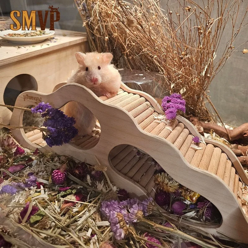Wooden Hamster Tunnel Hideout House Multi Channel Cave Exercise Toy for Syrian Dwarf Hamster Small Pet Cage Habitat Decor