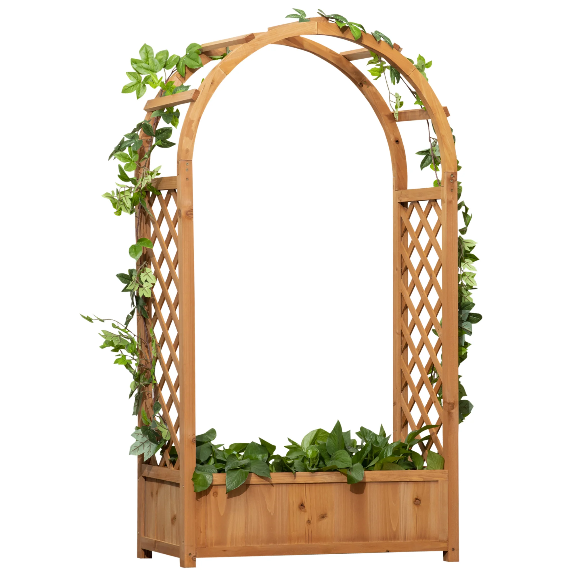 Outsunny Arch Lattice Planter with Stand for Climber Crop Plants Flowers Garden Decor Terrace Balcony 83x36x152cm