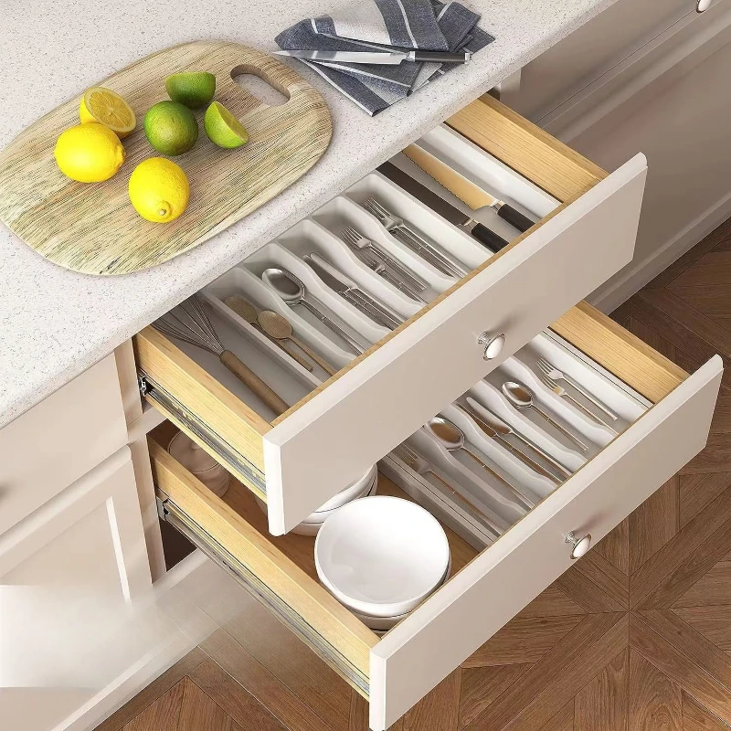 

Storage Drawers Silver Case Spot Silverware Box Adjustable Cutlery Rack Retractable Plastic Drawer Sturdy Durable Home