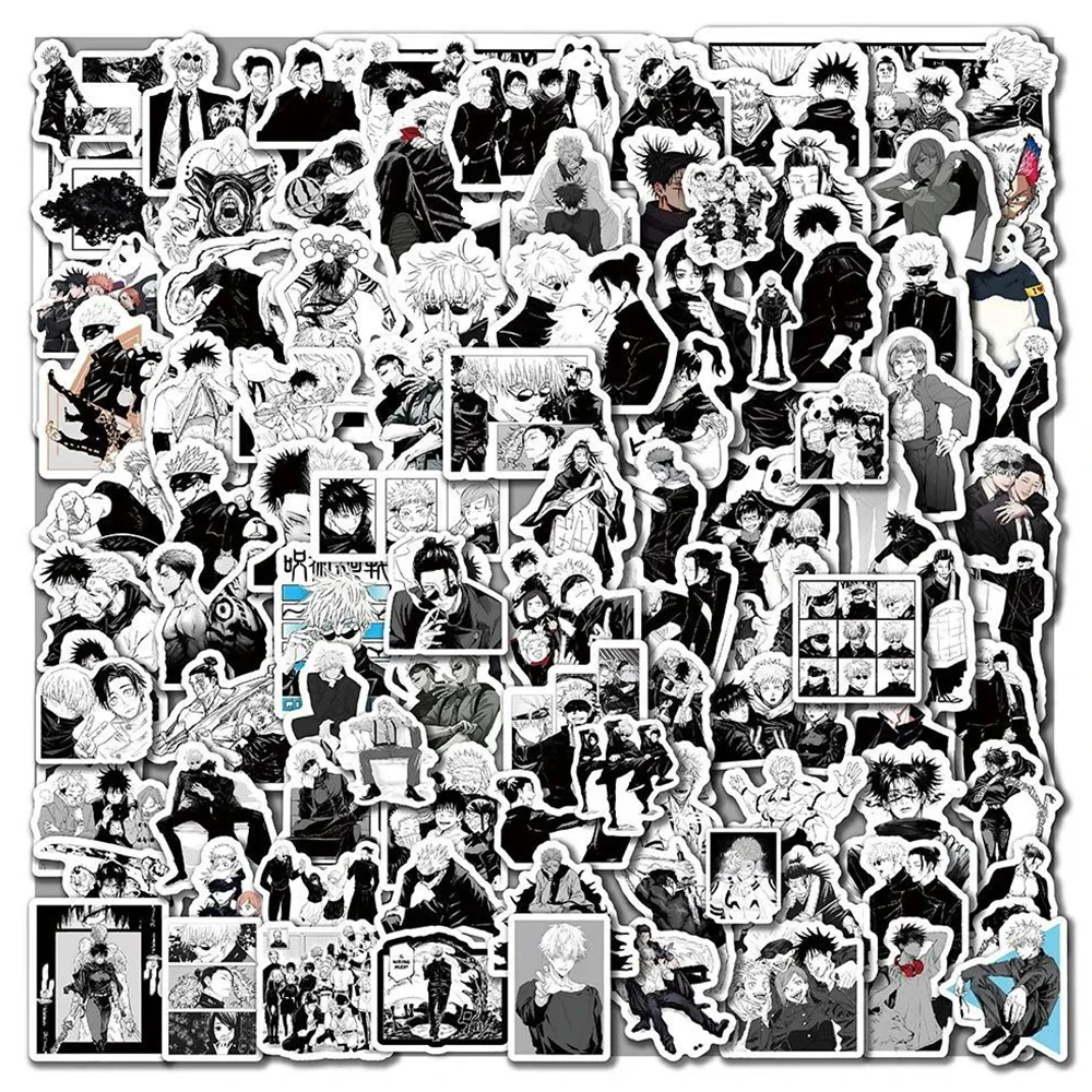 

10/30/50/100pcs Anime Jujutsu Kaisen Stickers Black and White Itadori Yuji Satoru Gojo Decals DIY Car Laptop Cool Sticker Toys