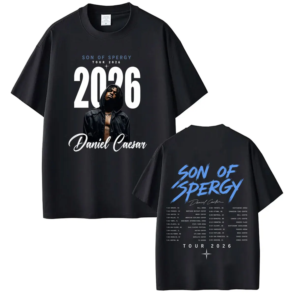 Daniel Caesar Son of Spergy Tour 2026 Graphic T Shirts Men's Women Fashion Clothing T-shirt Short-sleeved Cotton Loose T-shirts